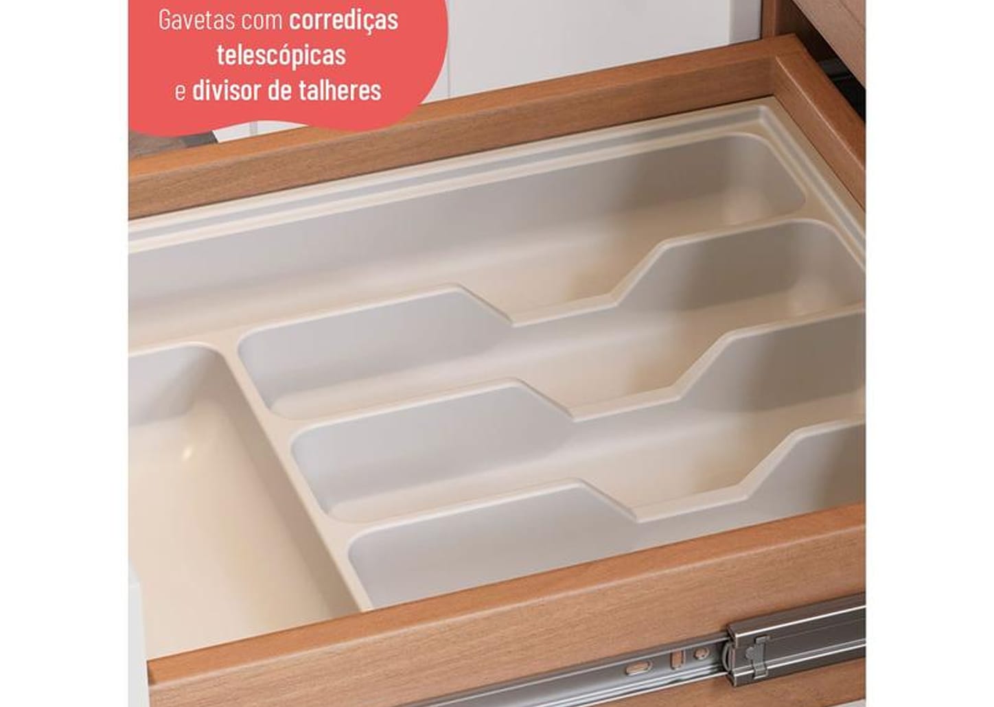 Balcão de Cozinha Telasul 2 Portas 3 Gavetas Sálvia