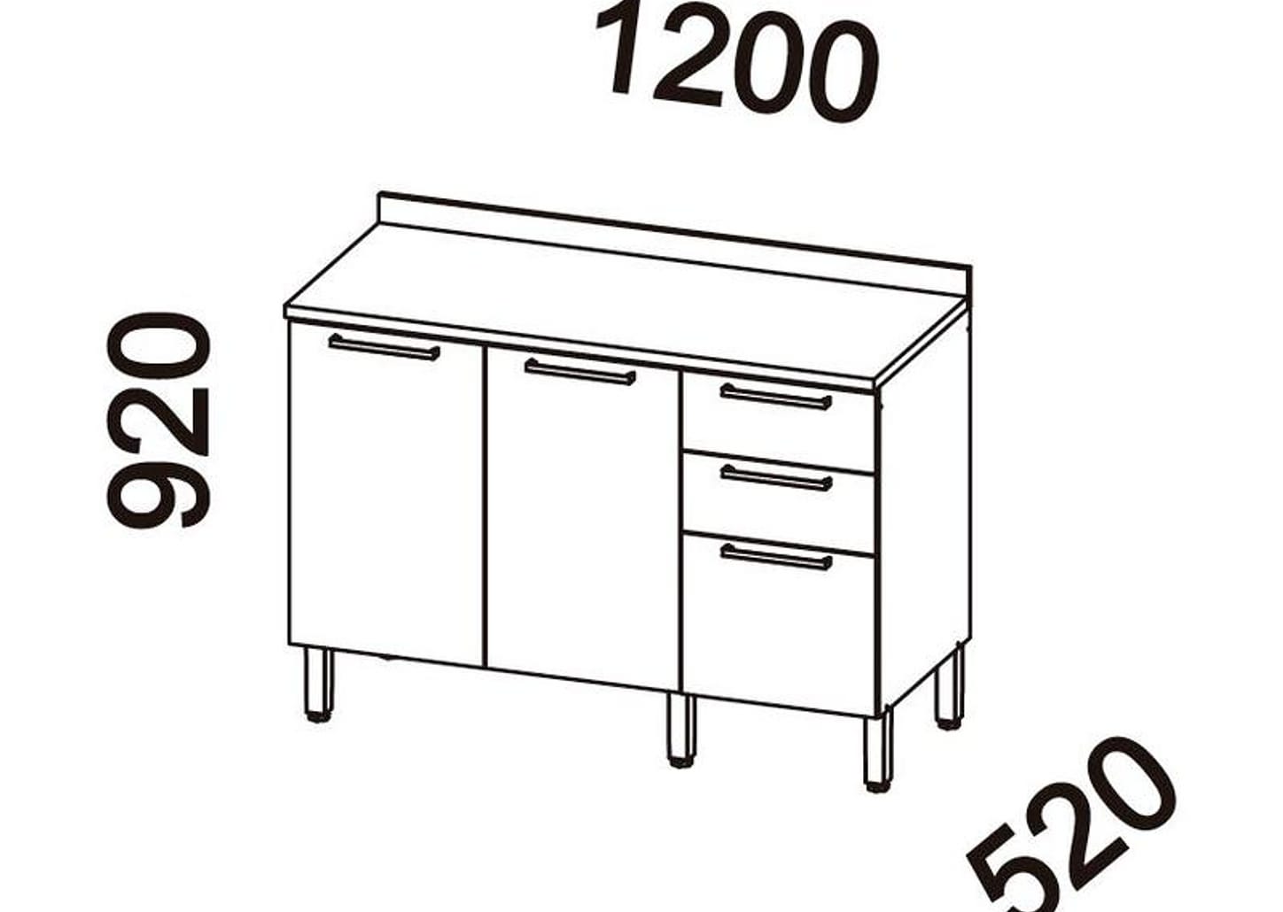 Balcão de Cozinha Telasul 2 Portas 3 Gavetas Sálvia