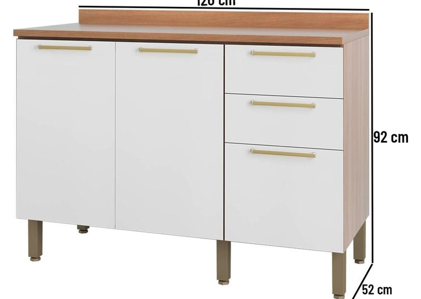 Balcão de Cozinha Telasul 2 Portas 3 Gavetas Sálvia