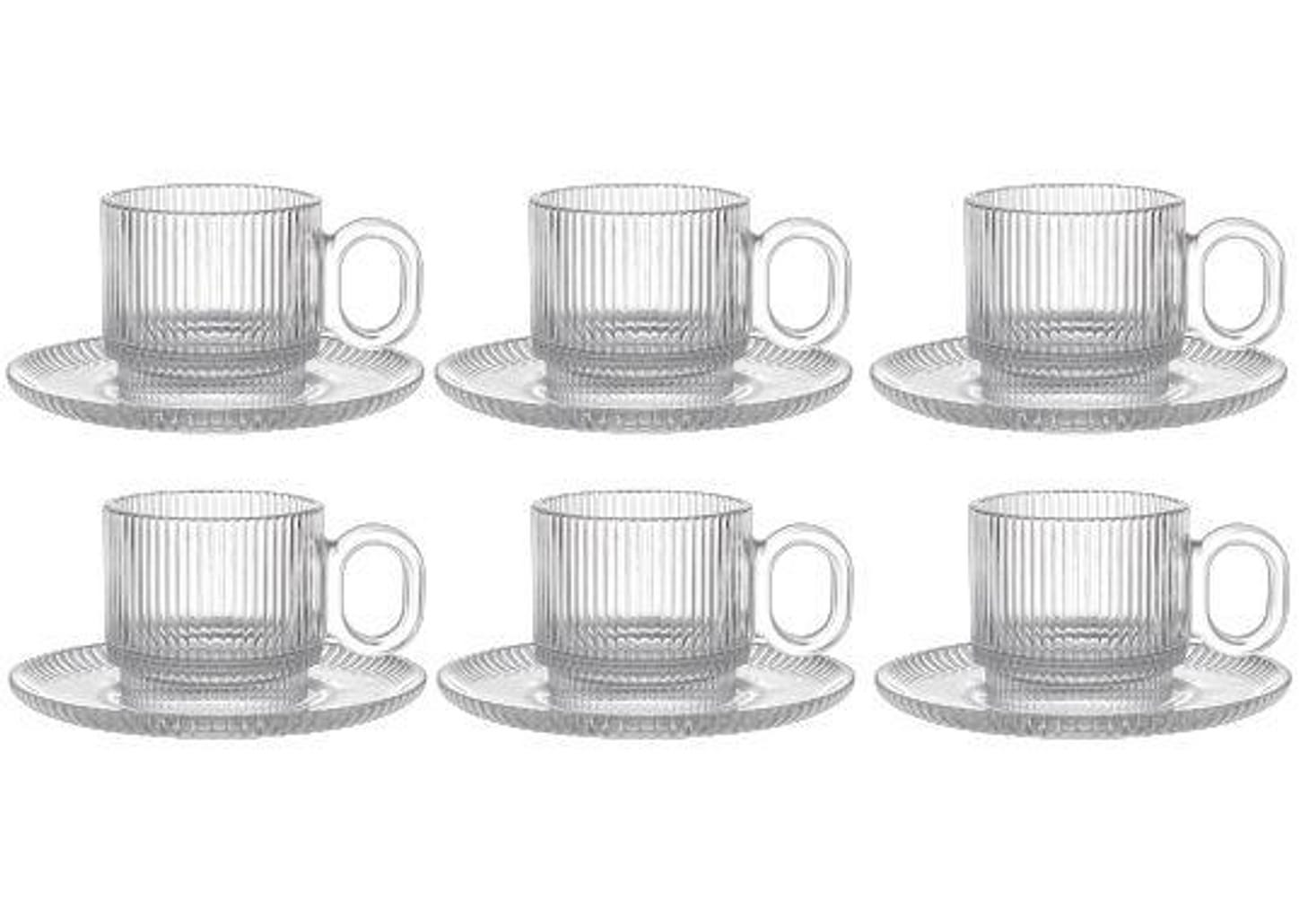 Jogo de Xícaras de Chá 170ml Haus Concept Canelado 6 Peças
