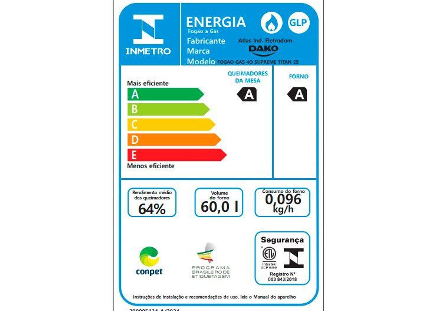 Fogão 5 Bocas Dako Titanium Supreme TC
