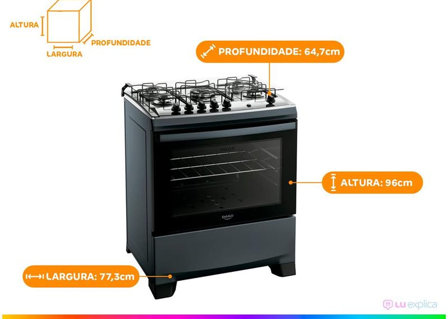 Fogão 5 Bocas Dako Titanium Supreme TC