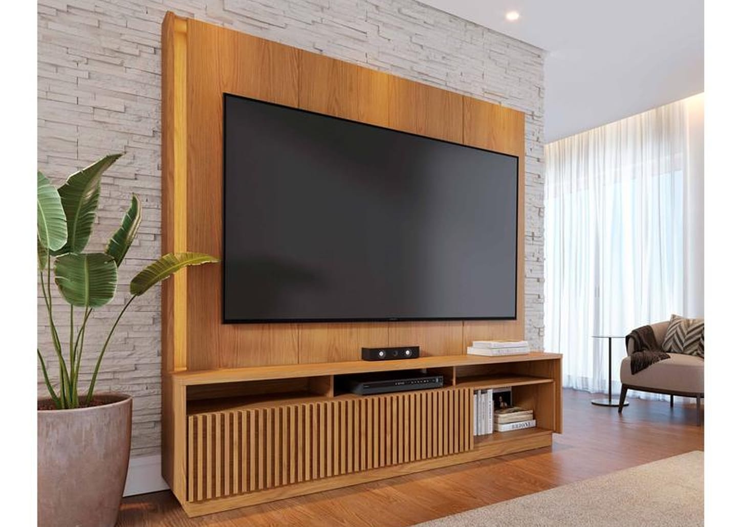 Estante Home para TV até 75" 2 Portas Colibri Jordão