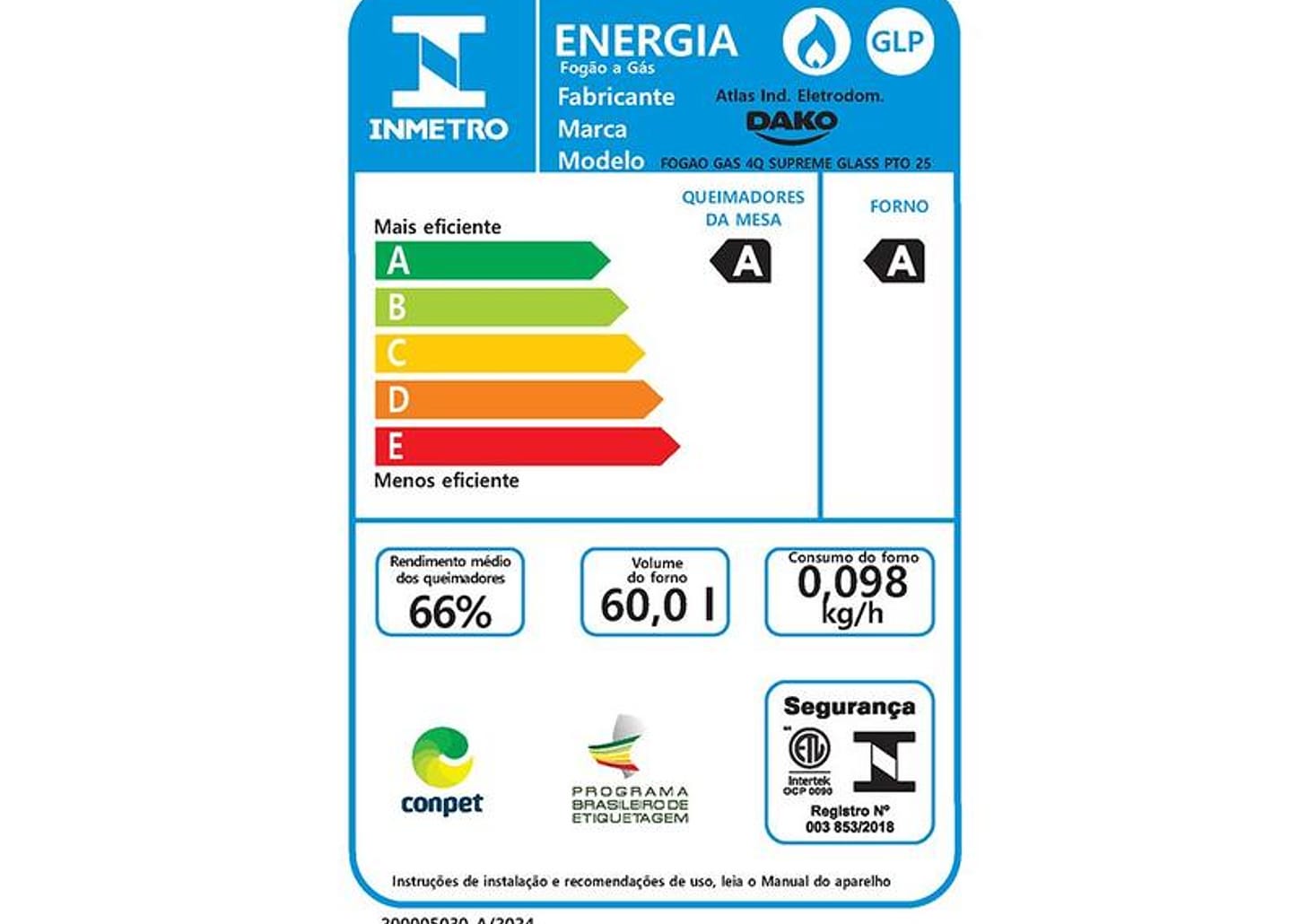 Fogão 4 Bocas Dako Preto Supreme Glass