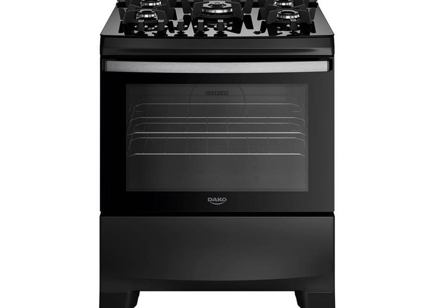 Fogão 5 Bocas Dako Preto Supreme Glass
