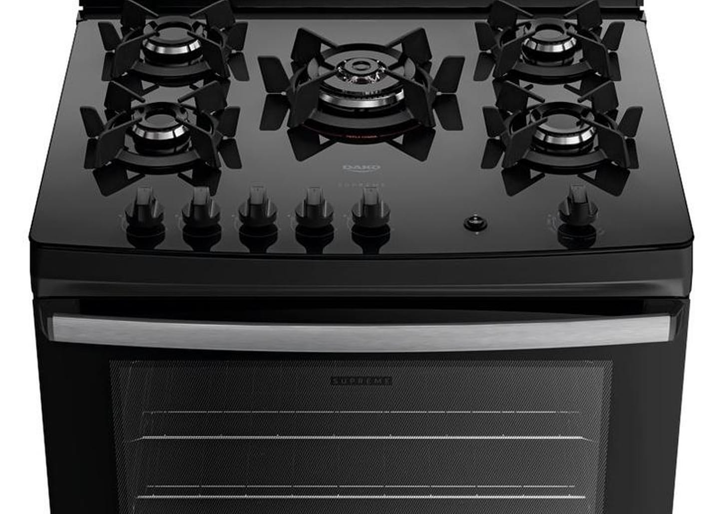 Fogão 5 Bocas Dako Preto Supreme Glass