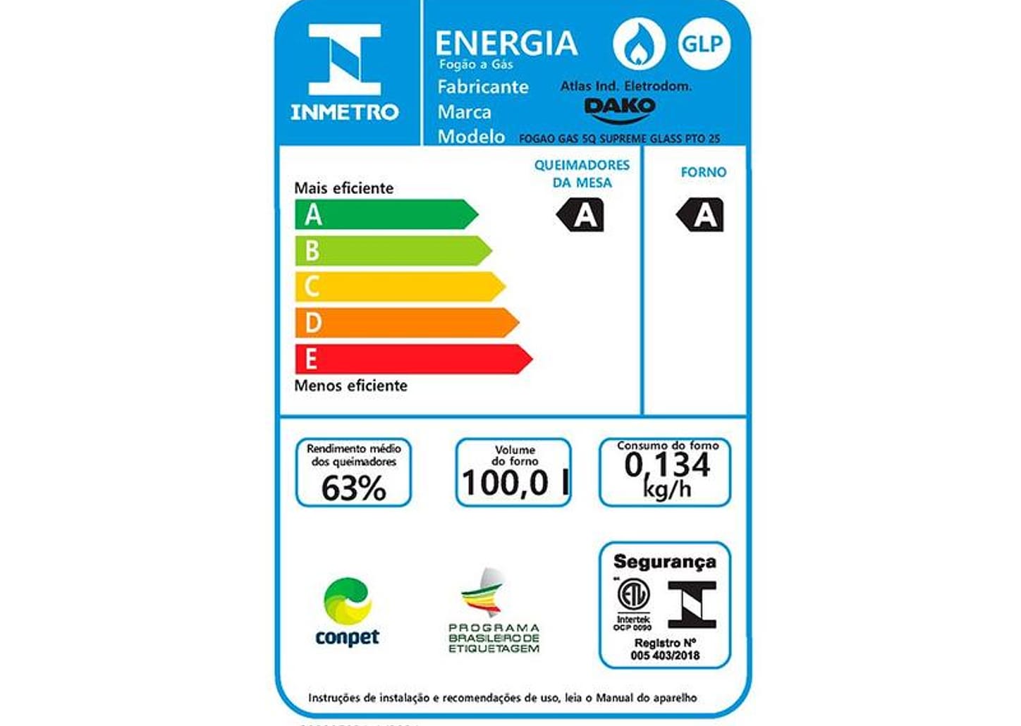 Fogão 5 Bocas Dako Preto Supreme Glass