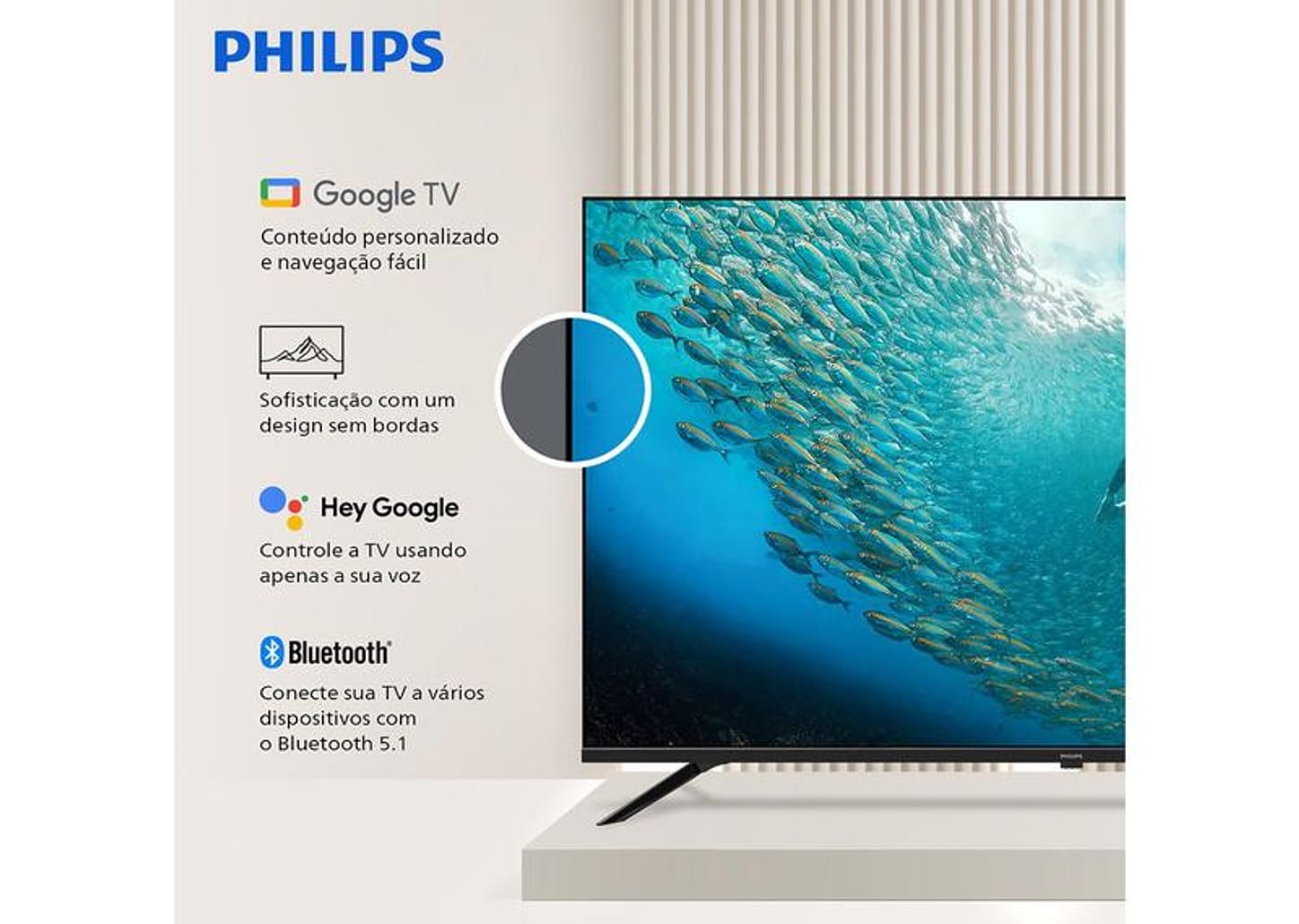 Smart TV 70" Philips 4K UHD DLED 70PUG7019/78 Google TV Quad Core Google Assistente 3 HDMI