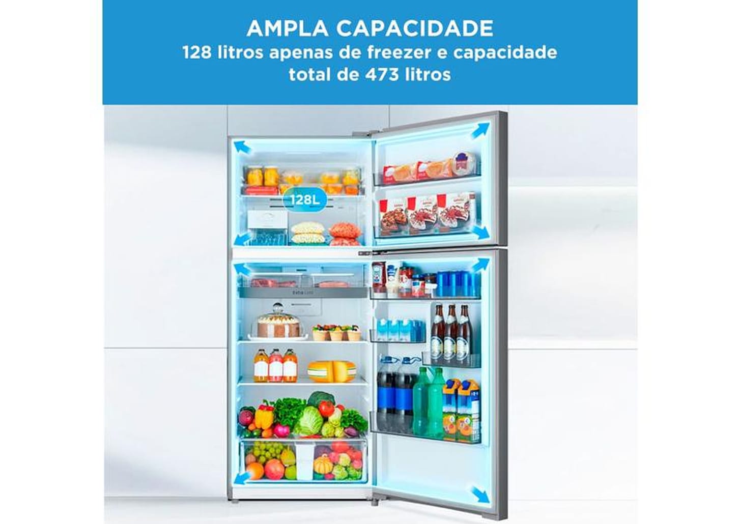 Geladeira/Refrigerador Midea Frost Free Duplex Inox 473L MD-RT611EVK463 Inverter