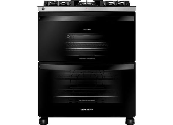 Fogão 5 Bocas Brastemp Preto Duplo Forno BFD5LAE