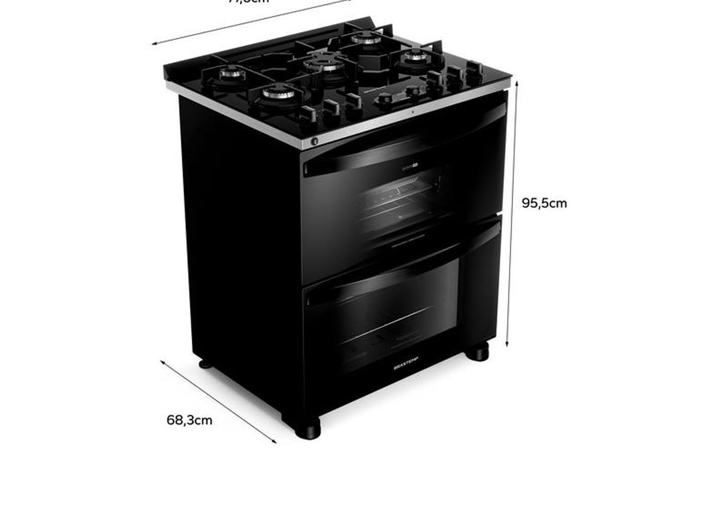 Fogão 5 Bocas Brastemp Preto Duplo Forno BFD5LAE