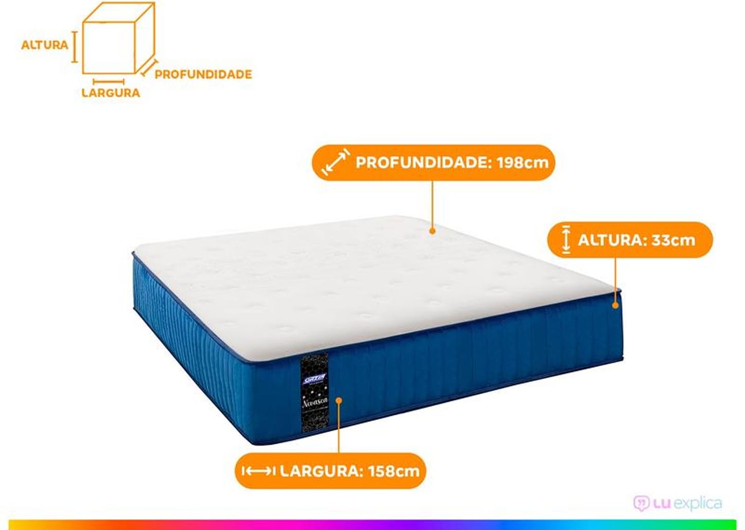 Colchão Queen Umaflex de Mola 33x158x198cm Nevasca