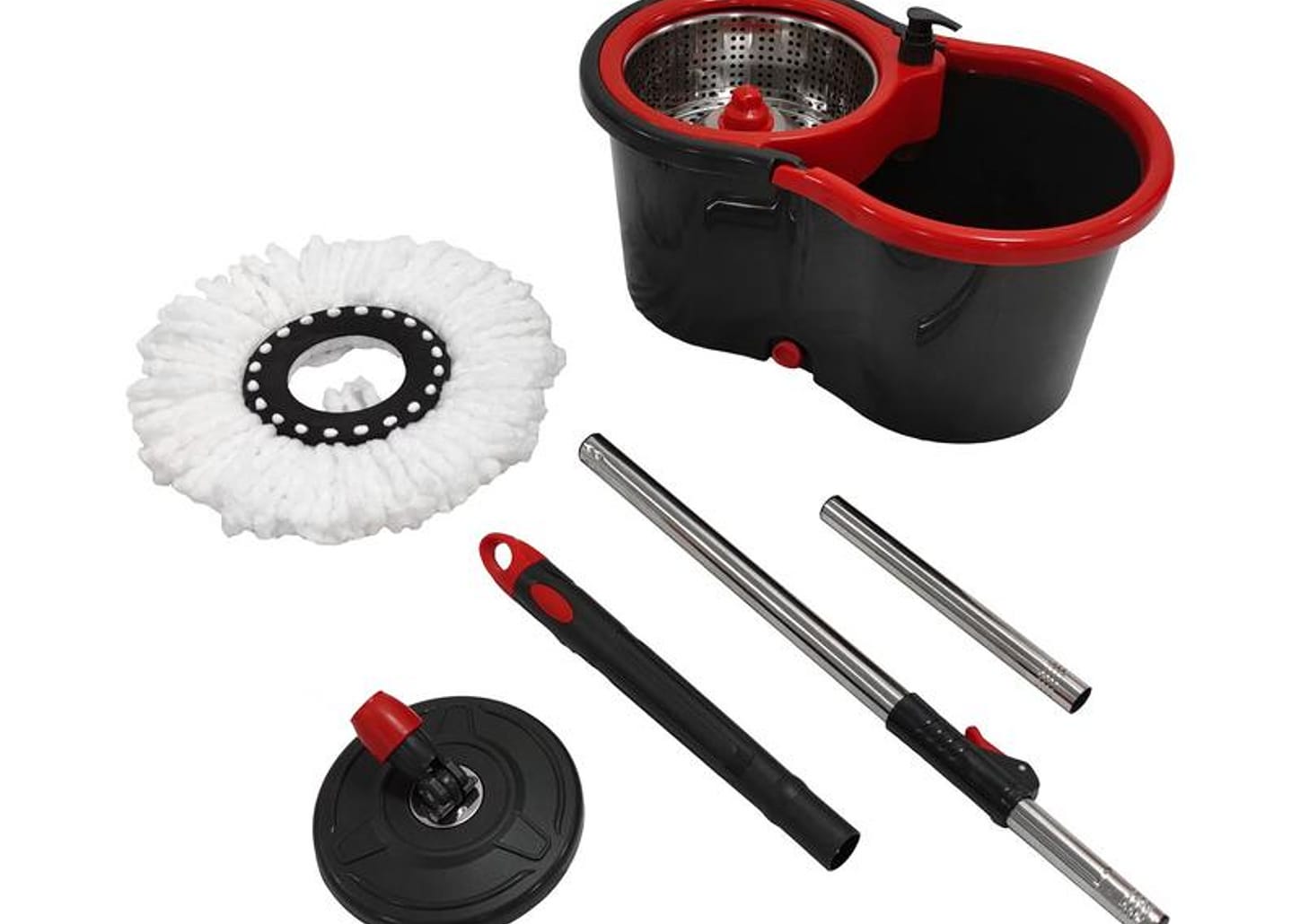 Mop Giratório Powermaid Giratório Pro Preto e Vermelho