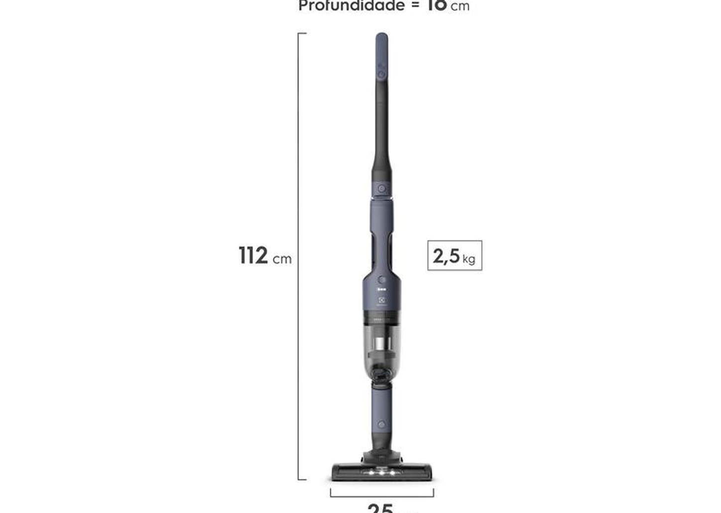 Aspirador de Pó 2 em 1 Electrolux sem Fio a Bateria com Filtro HEPA 90W Efficient ERG019