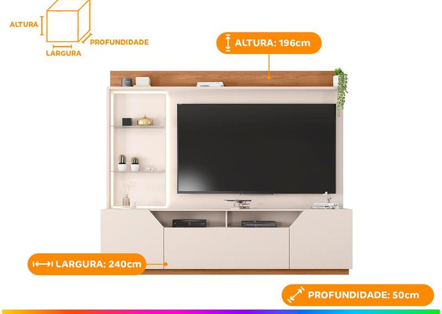 Estante Home para TV até 65” 2 Portas Caemmun Vesper
