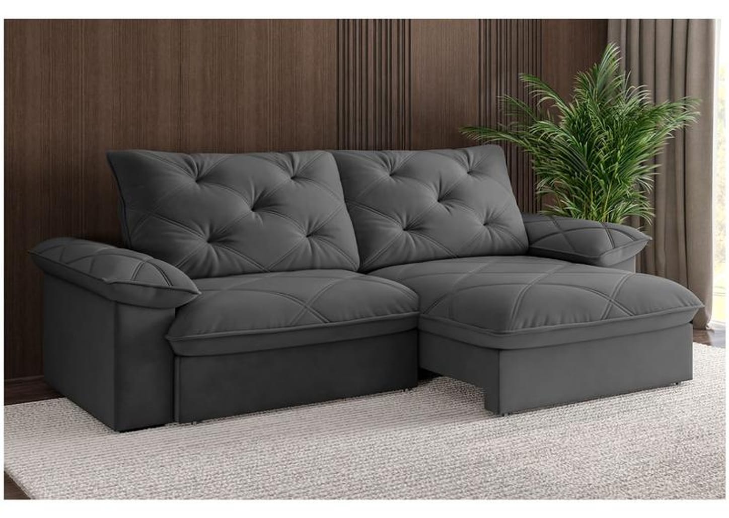 Sofá 4 Lugares Retrátil Reclinável Slim Amsterdã Besthouse