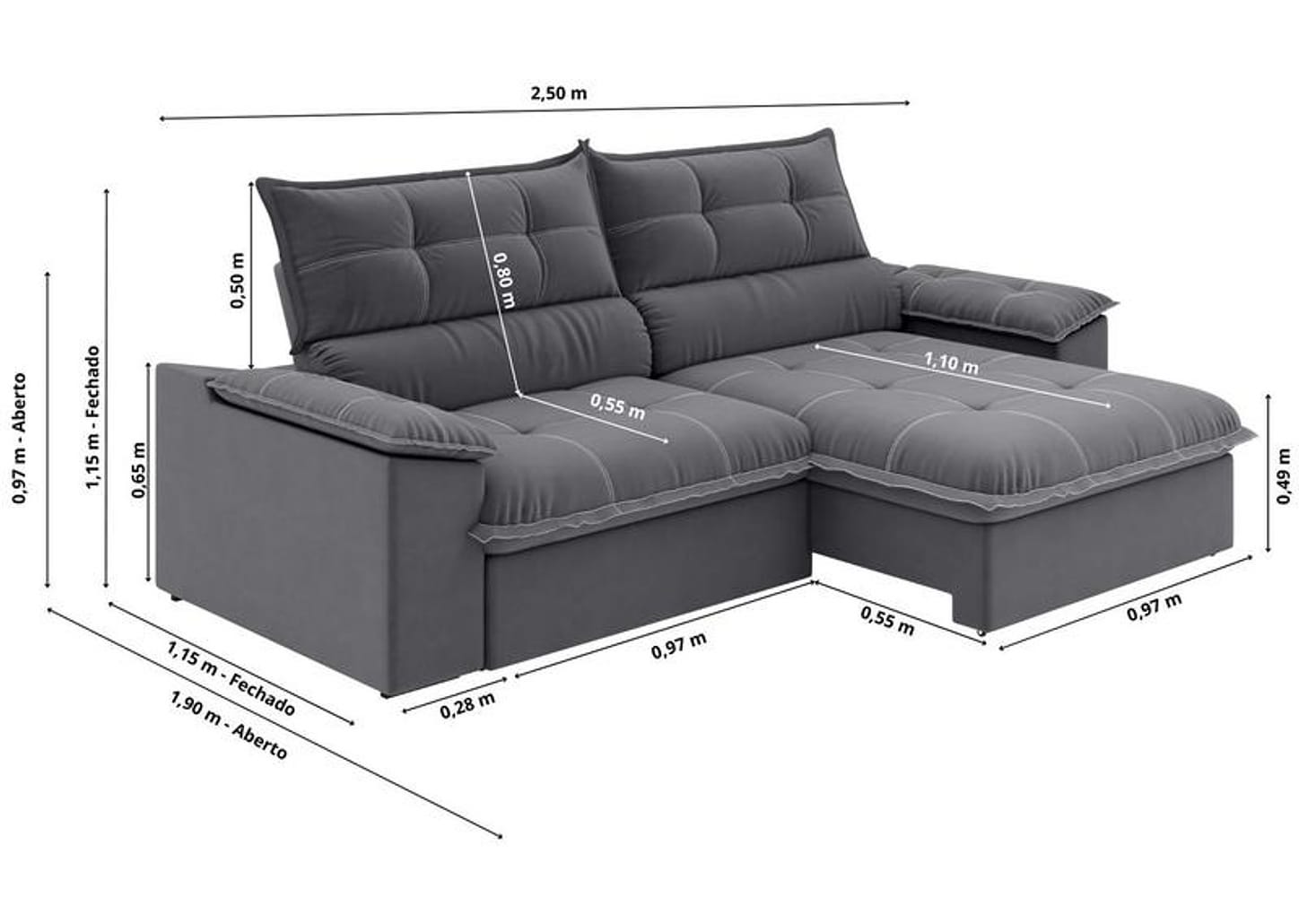 Sofá 4 Lugares Retrátil Reclinável Slim Venetto Besthouse