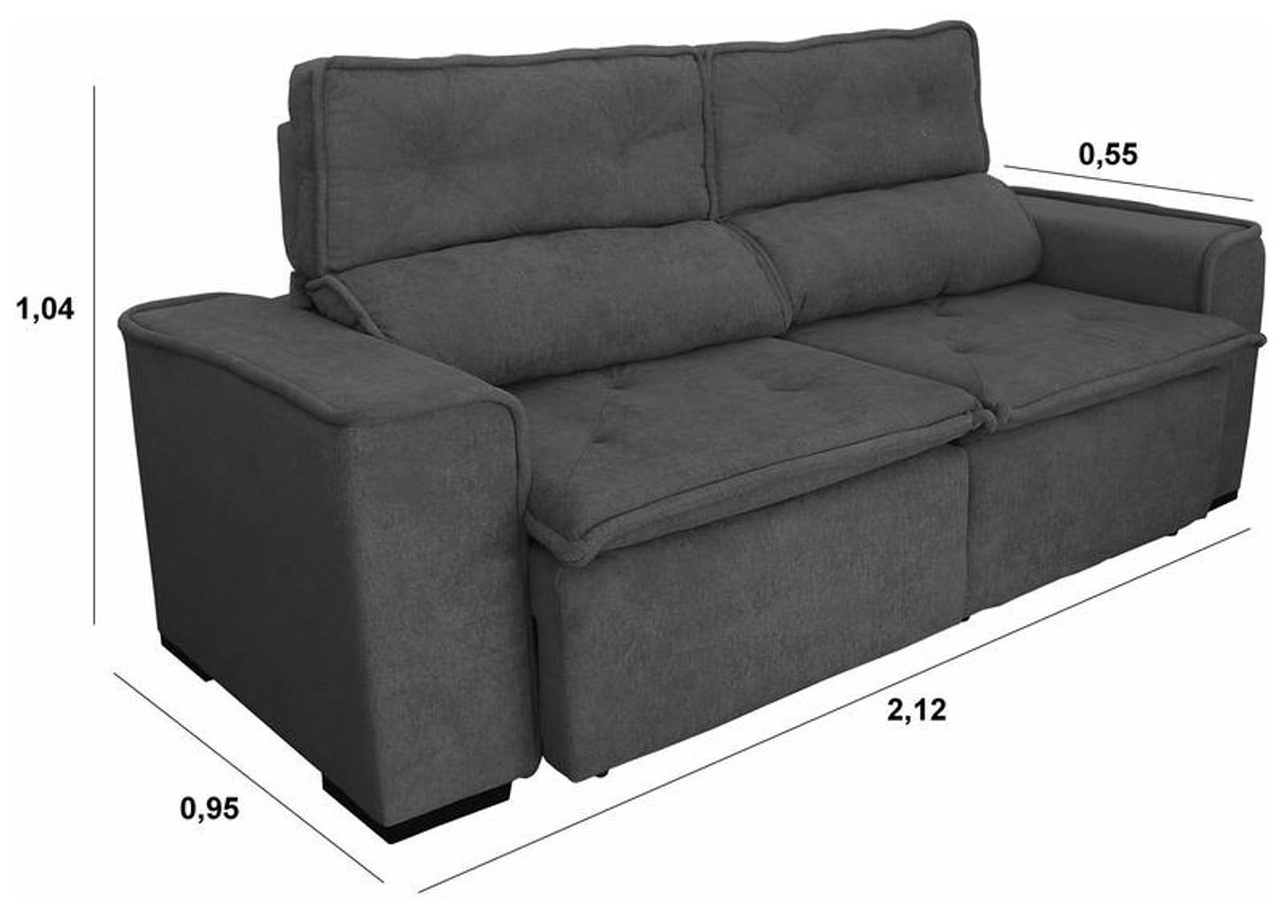 Sofá 3 Lugares Retrátil Reclinável Suede Califórnia JW Estofados