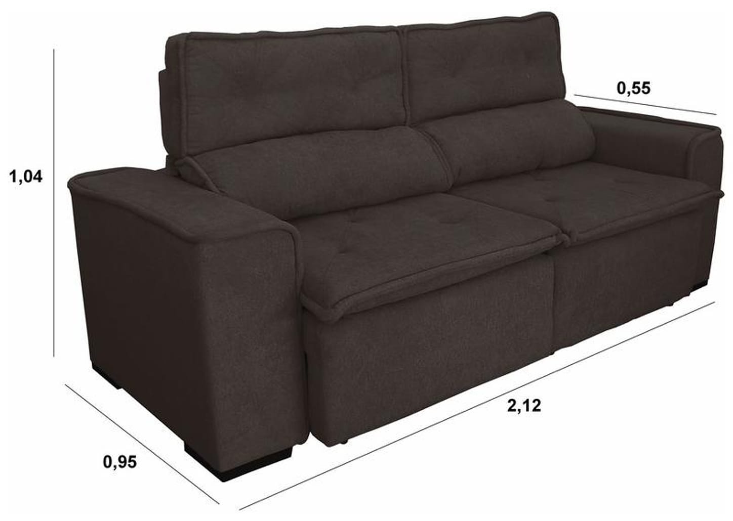 Sofá 3 Lugares Retrátil Reclinável Suede Califórnia JW Estofados