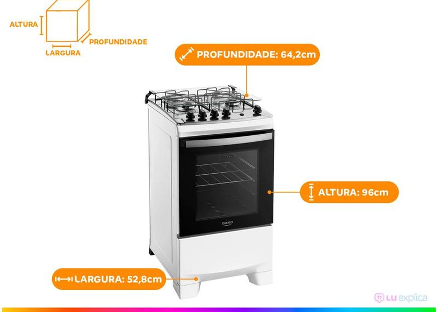 Fogão 4 Bocas Dako Branco Supreme