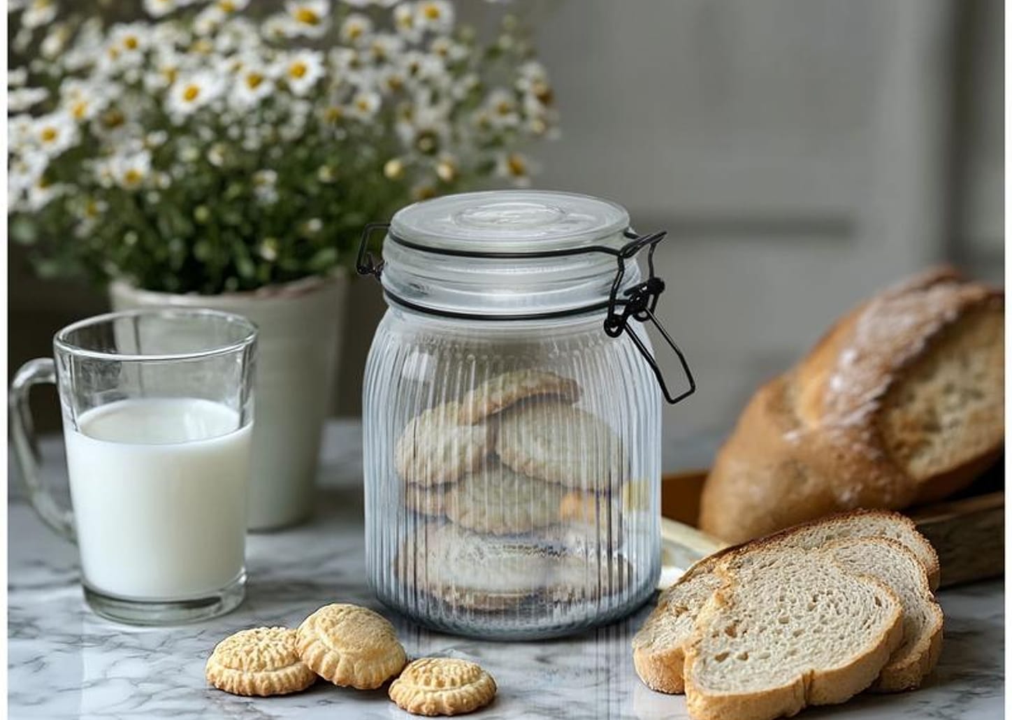 Pote de Vidro Hermético Hauskraft com Tampa Redondo 1L Millo