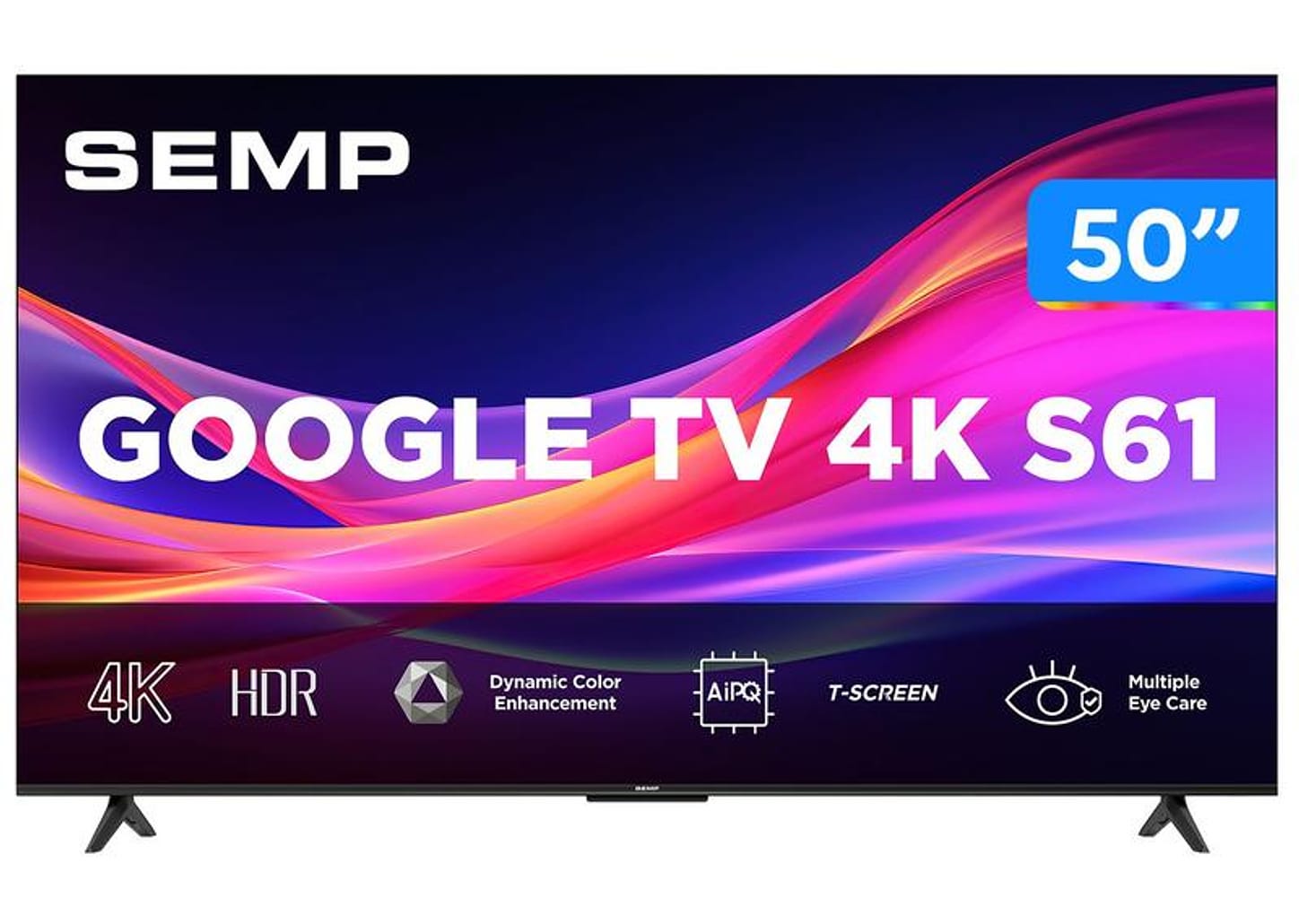 Smart TV 50" Semp 4K UHD LED S61 Google TV AiPQ Pro Google Assistente 3 HDMI