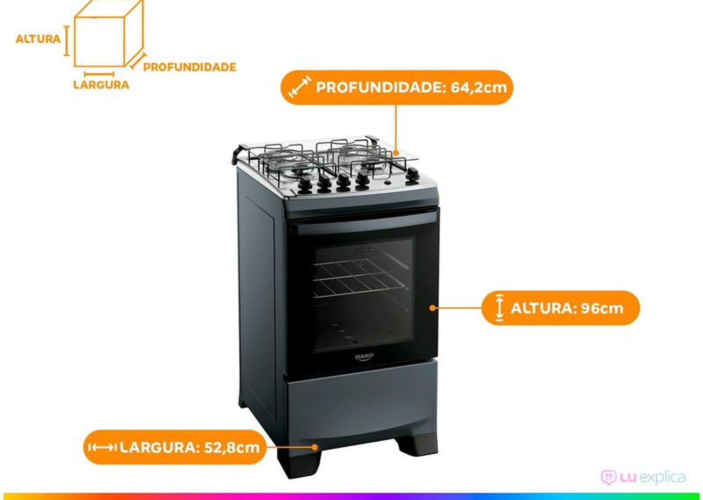 Fogão 4 Bocas Dako Titanium Supreme