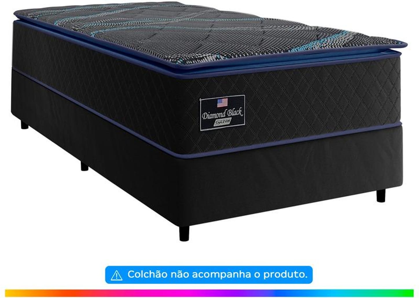 Base Cama Box Solteiro Gazin 27x88x188cm Diamond Black