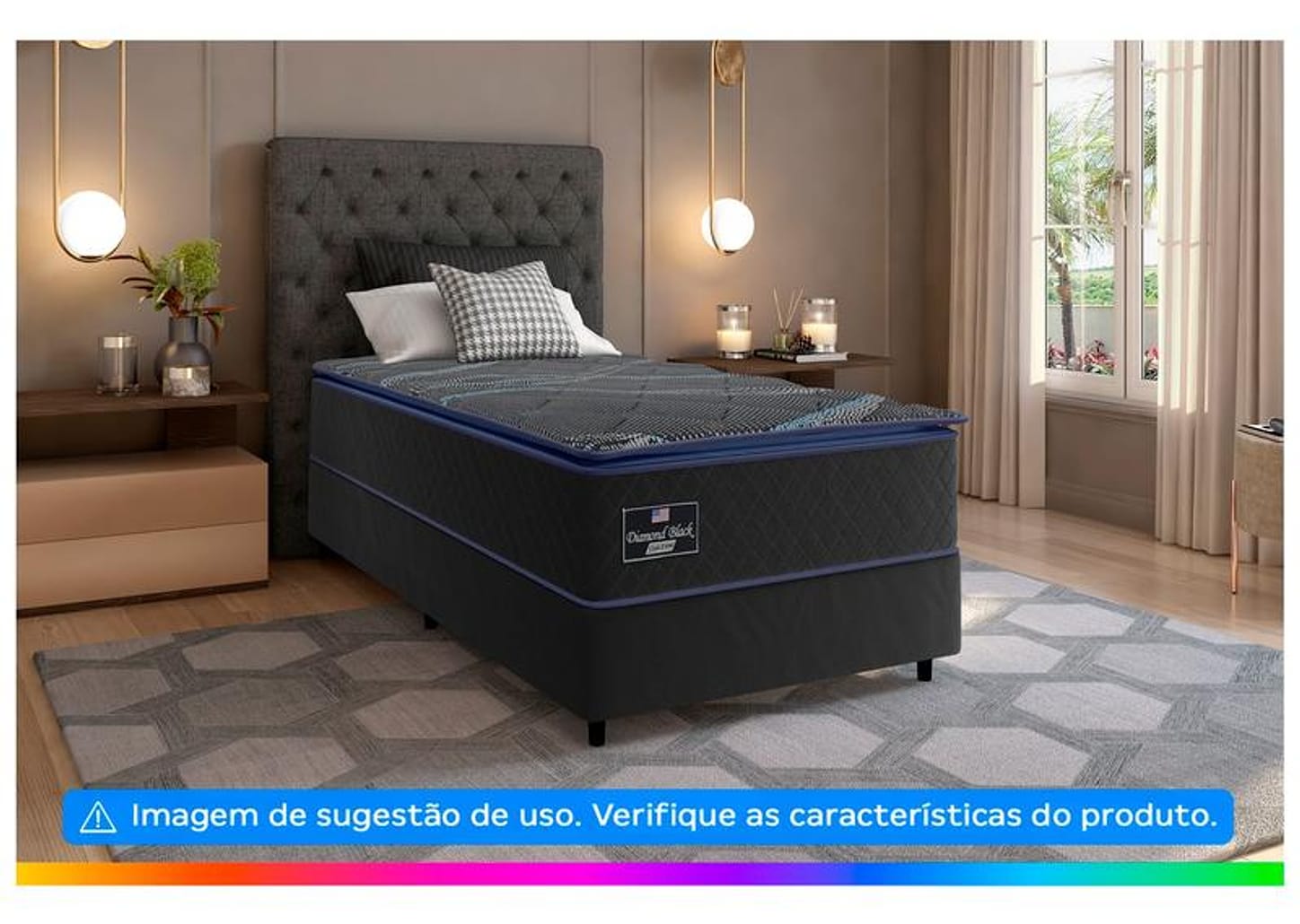 Base Cama Box Solteiro Gazin 27x88x188cm Diamond Black