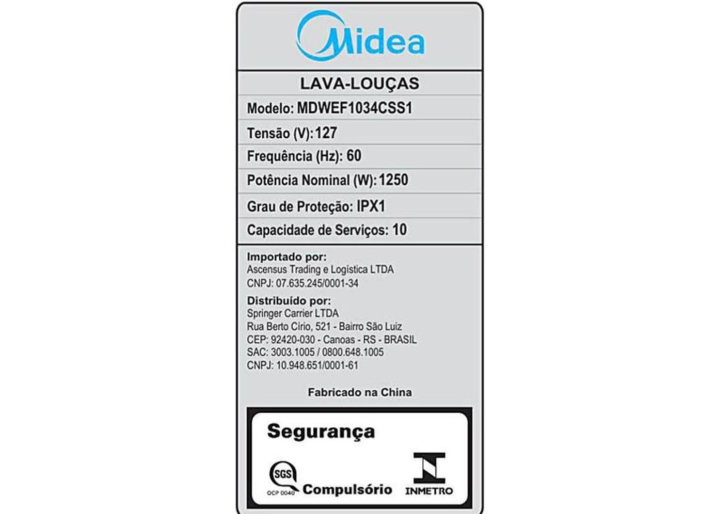 Lava-louças Midea 10 Serviços SmartHome MDWEF1034CSS1 Inox