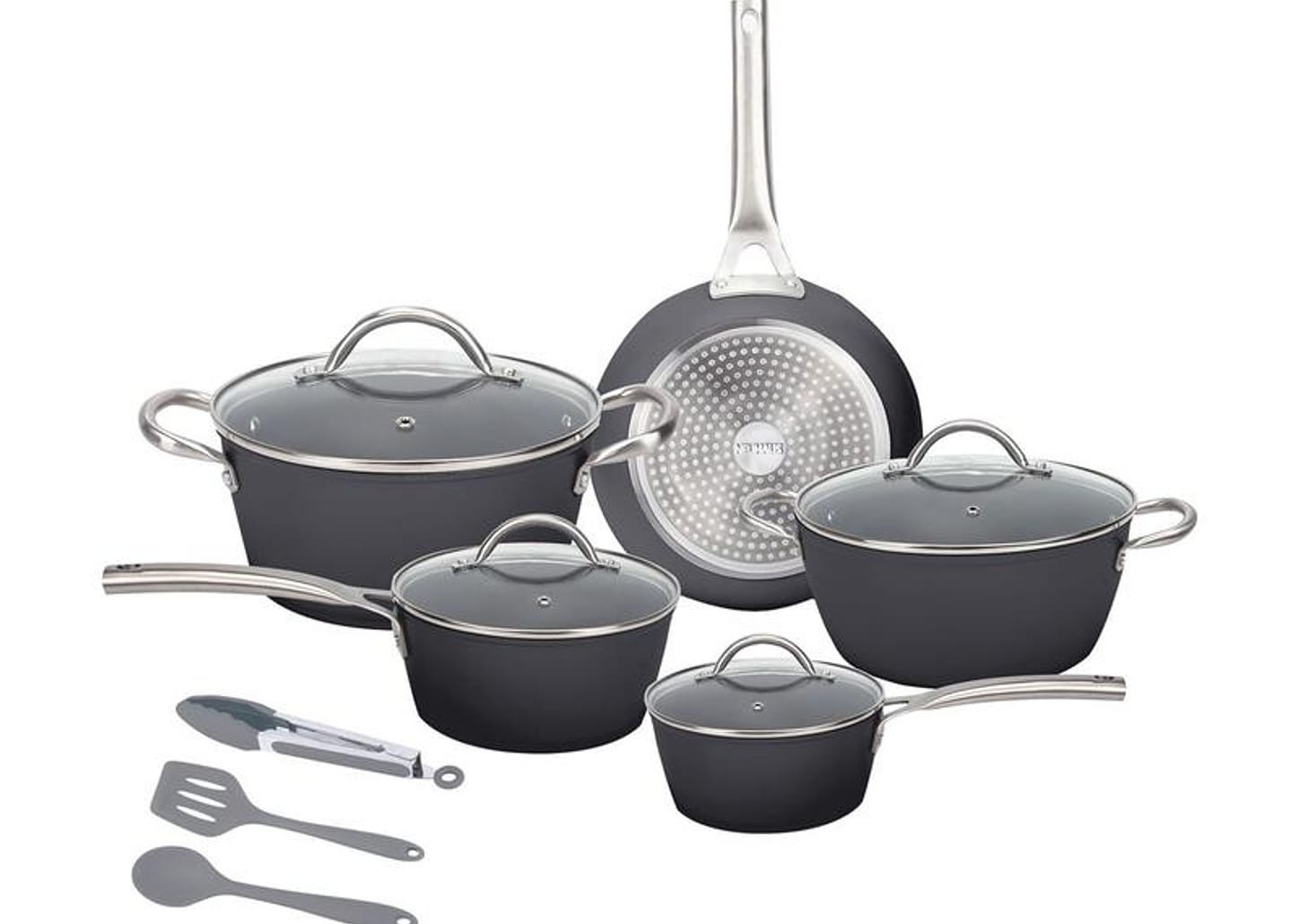 Jogo de Panelas Neuhaus Revestimento Cerâmico de Alumínio Forjado Preto Fundo Triplo 8 Peças Ceramic Prime