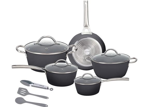 Jogo de Panelas Neuhaus Revestimento Cerâmico de Alumínio Forjado Preto Fundo Triplo 8 Peças Ceramic Prime