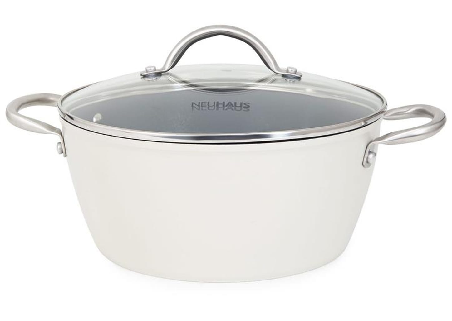 Jogo de Panelas Neuhaus Revestimento Cerâmico de Alumínio Forjado Off White Fundo Triplo 8 Peças Ceramic Prime