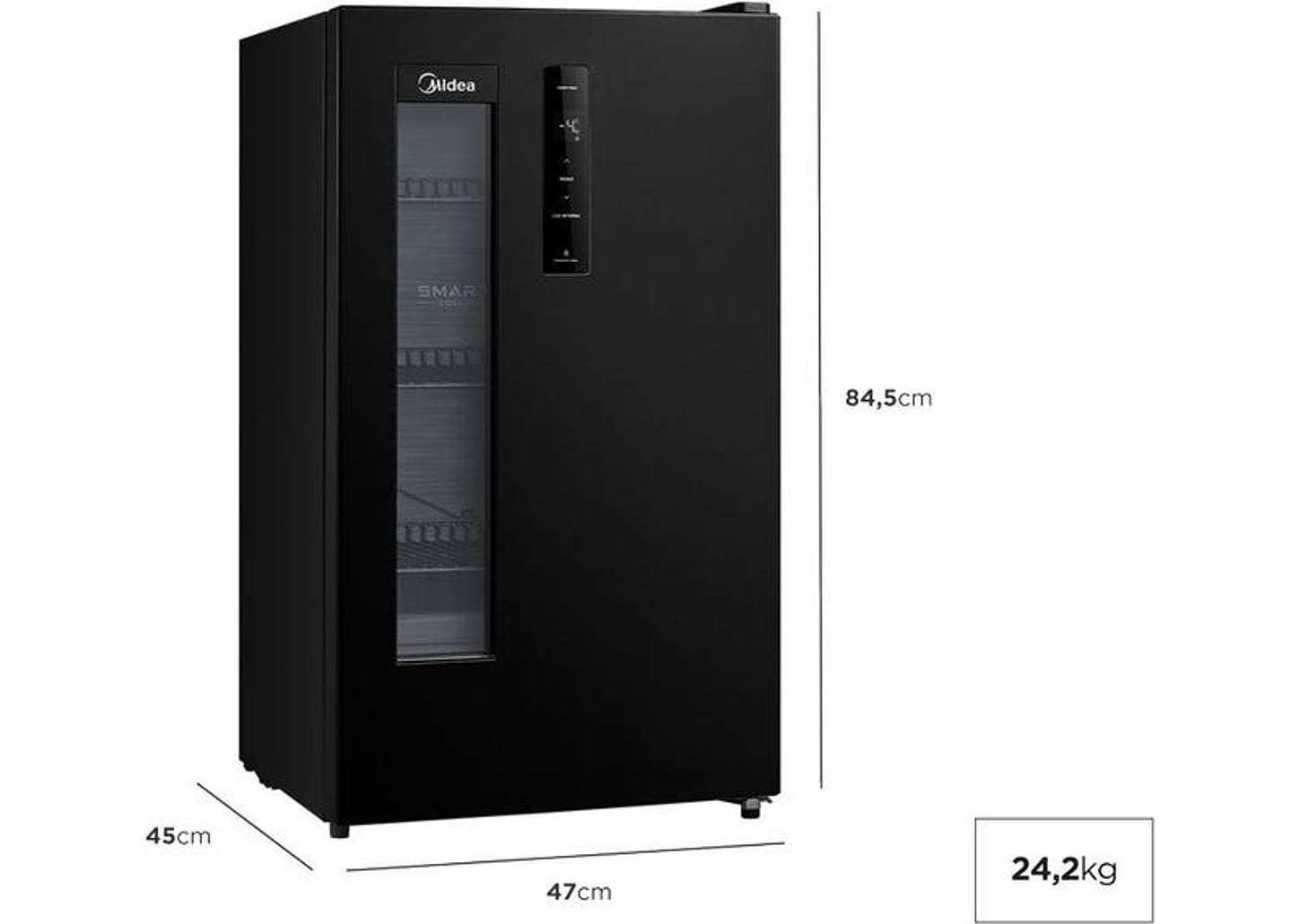 Cervejeira Midea MDRX150FGGDX02 Vertical Preta 82L Frost Free