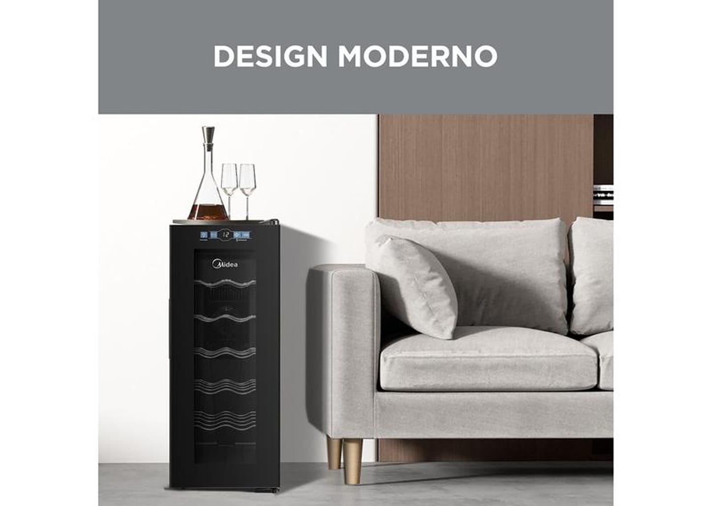 Adega Midea 12 Garrafas Preta com LED MDRW066FGGGL3