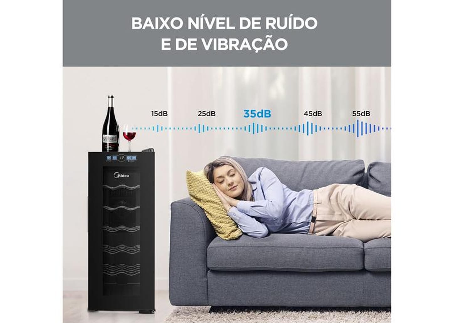 Adega Midea 12 Garrafas Preta com LED MDRW066FGGGL3