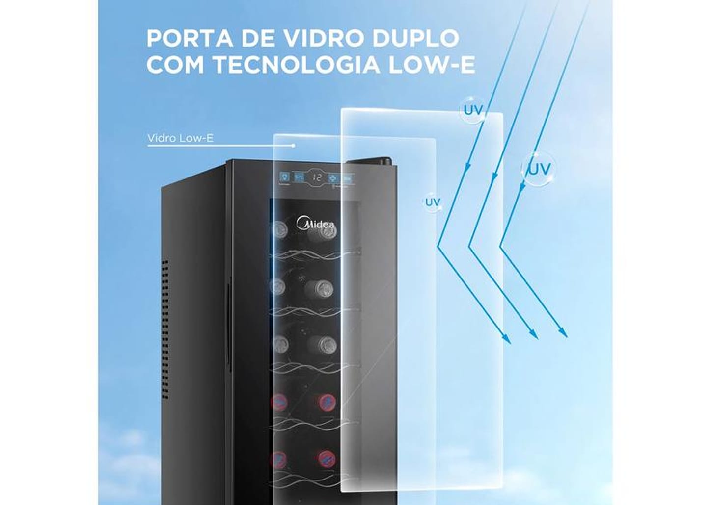 Adega Midea 12 Garrafas Preta com LED MDRW066FGGGL3
