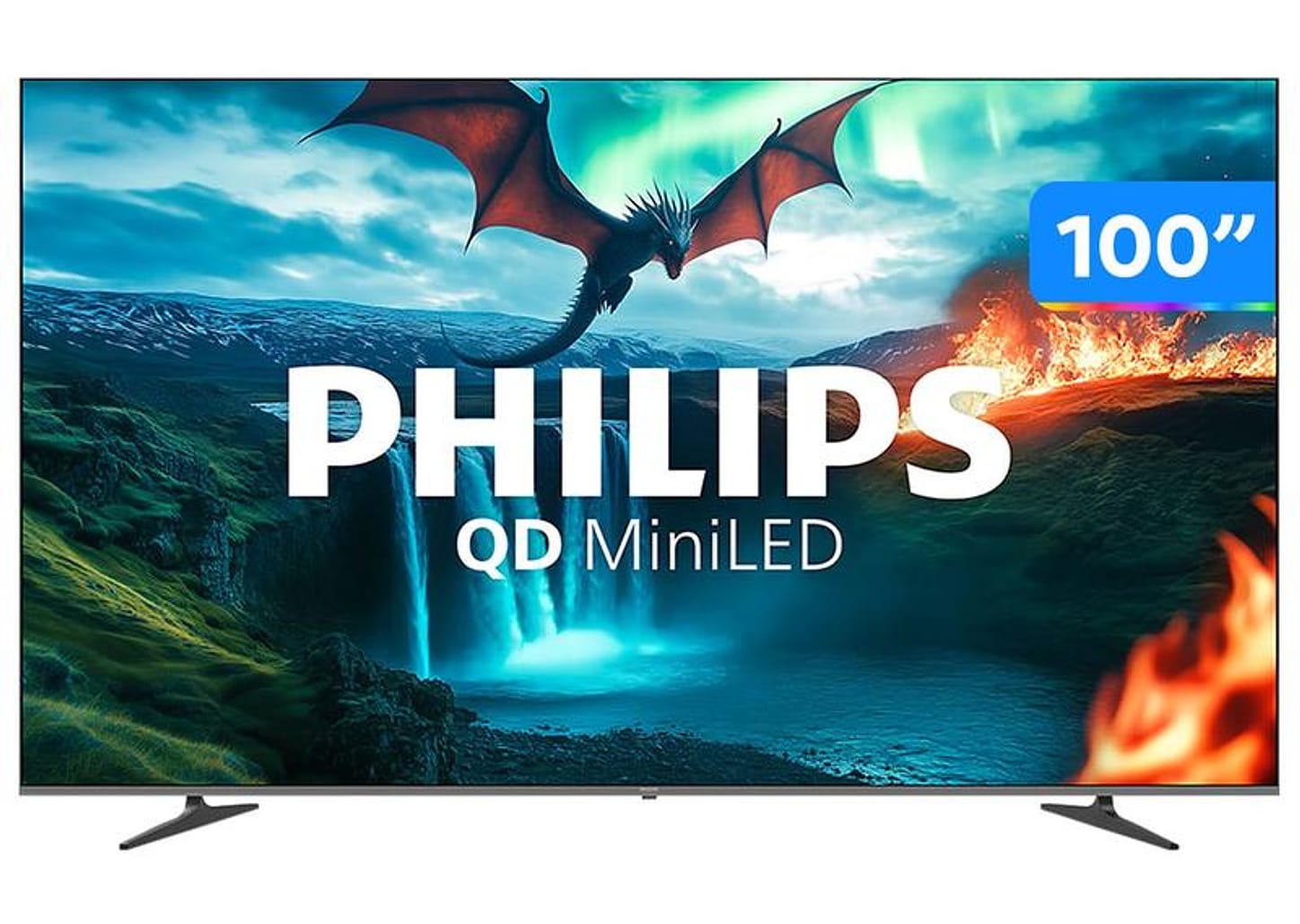 Smart TV 100" Philips 4K UHD QD-Mini LED 100MLED800/FG 120Hz Android Quad Core Google Assistente 2 HDMI