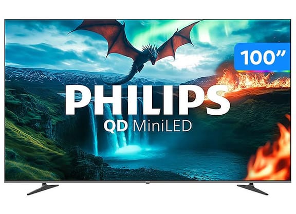 Smart TV 100" Philips 4K UHD QD-Mini LED 100MLED800/FG 120Hz Android Quad Core Google Assistente 2 HDMI