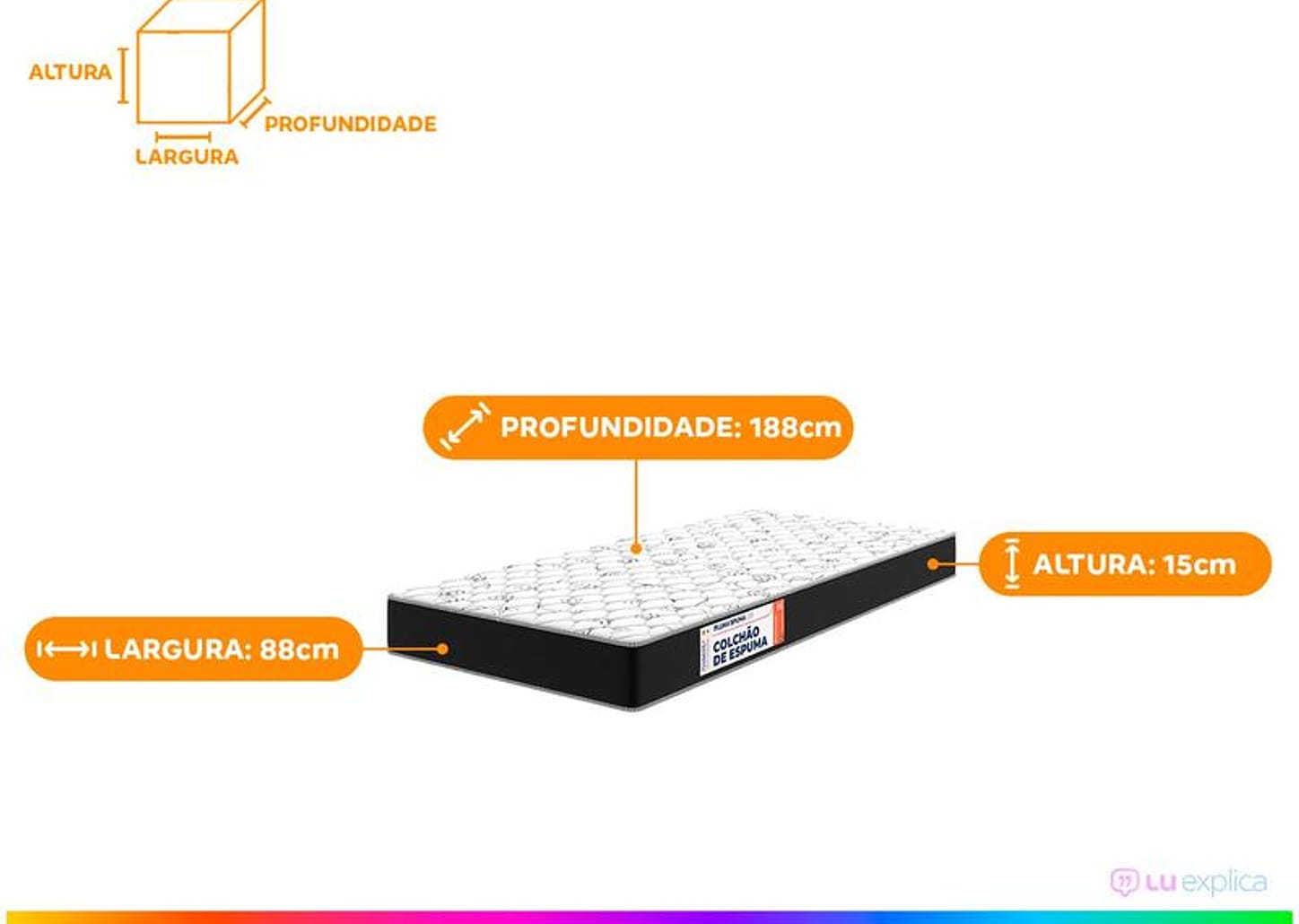 Colchão Solteiro Plumatex de Espuma D33 15x88x188cm Plumaspuma