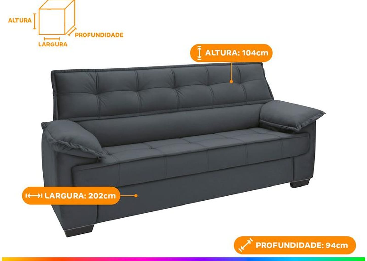 Sofá 3 Lugares Suéde Lisboa Linoforte