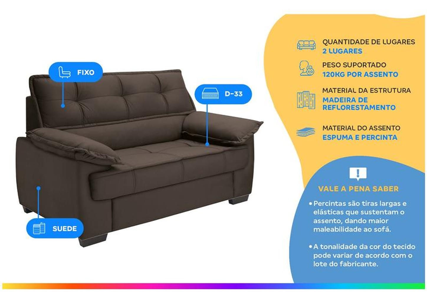 Sofá 2 Lugares Suéde Lisboa Linoforte