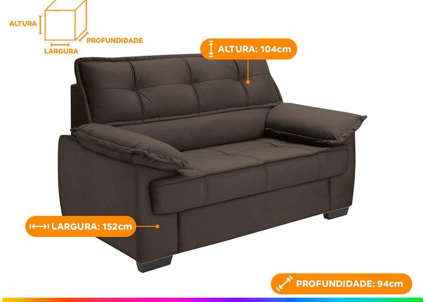 Sofá 2 Lugares Suéde Lisboa Linoforte