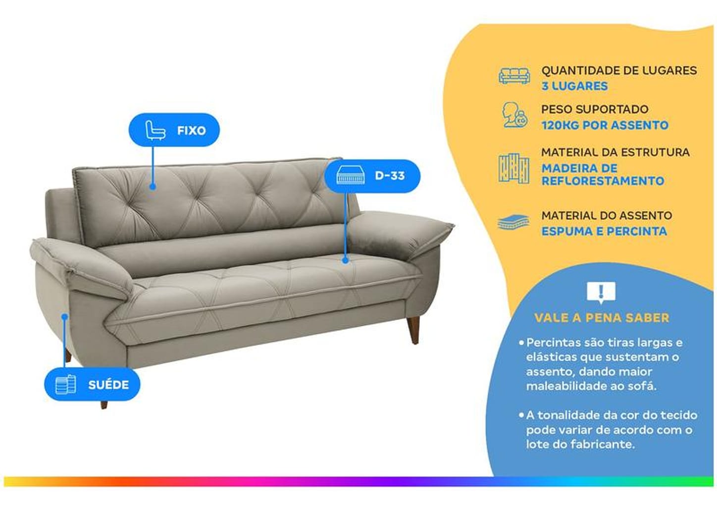 Sofá 3 Lugares Suede Malbec Linoforte