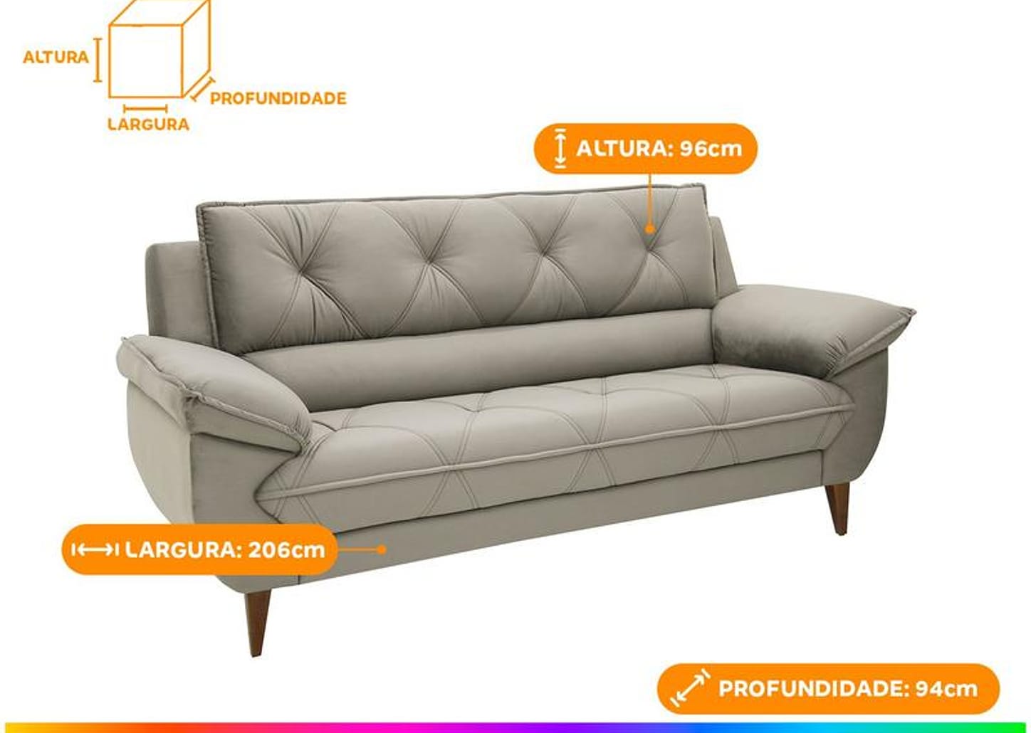 Sofá 3 Lugares Suede Malbec Linoforte