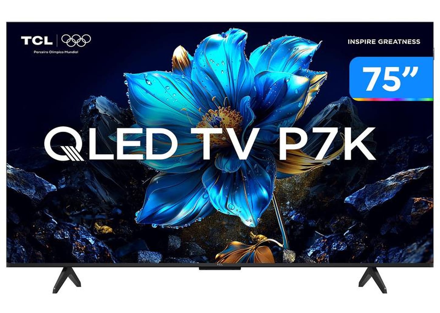 Smart TV 75" TCL 4K UHD QLED 75P7K Google TV AiPQ Google Assistente 3 HDMI 1 USB