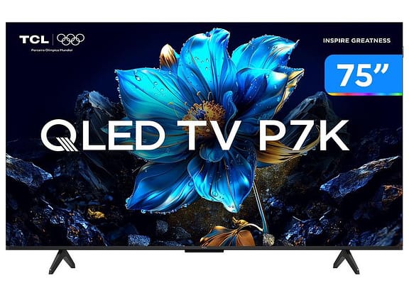 Smart TV 75" TCL 4K UHD QLED 75P7K Google TV AiPQ Google Assistente 3 HDMI 1 USB
