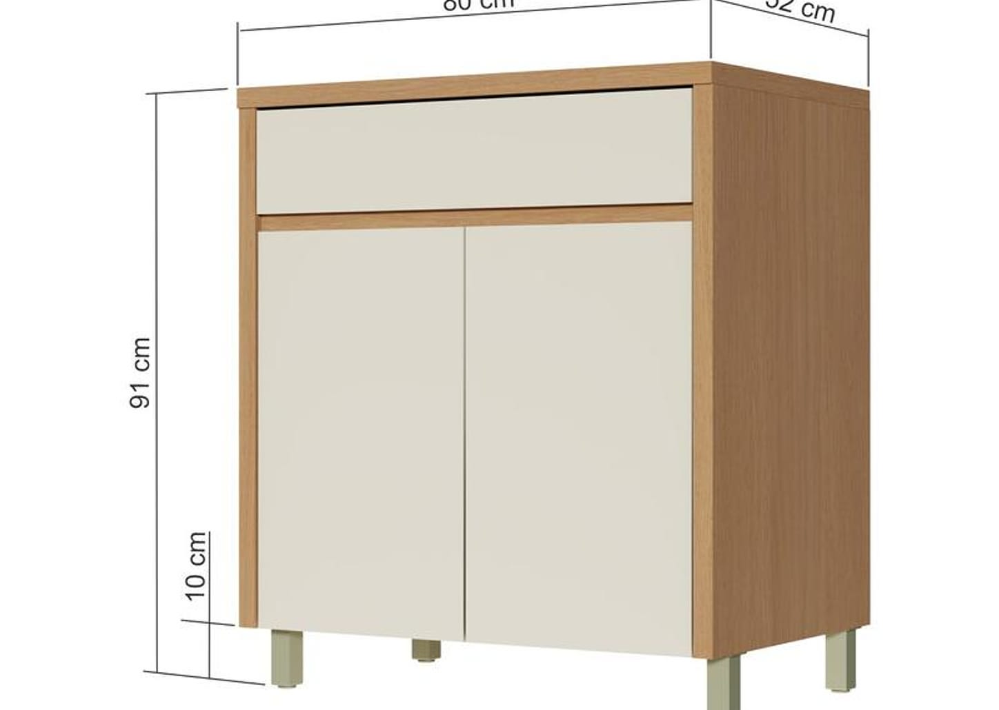 Balcão de Cozinha Nesher 100% MDF 2 Portas 1 Gaveta Condessa