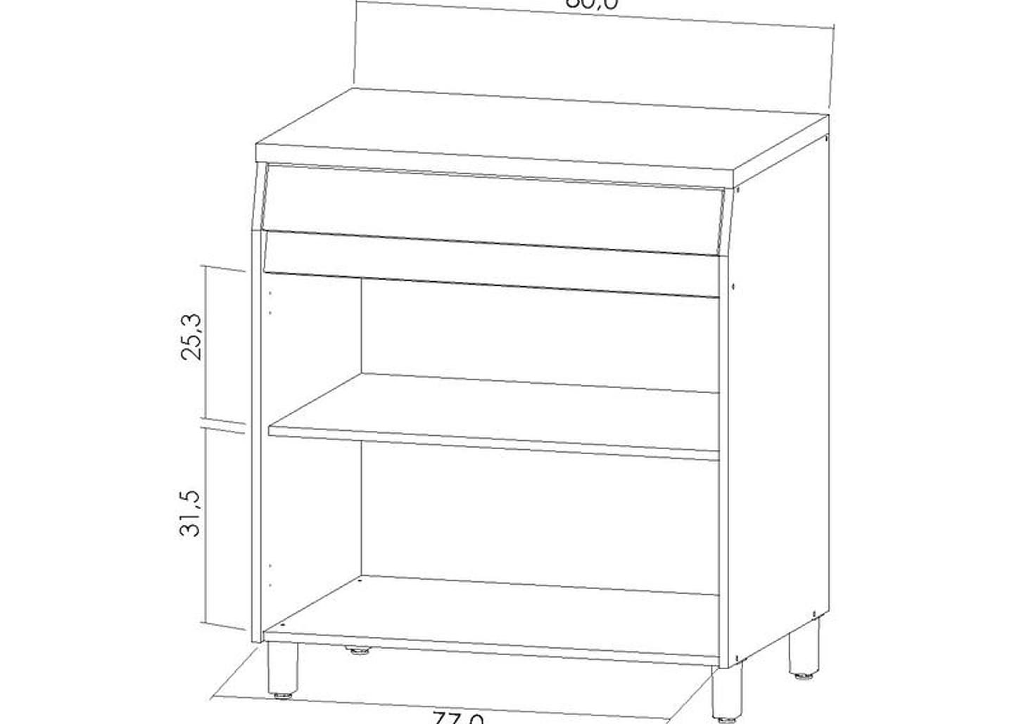 Balcão de Cozinha Nesher 100% MDF 2 Portas 1 Gaveta Simone Mendes