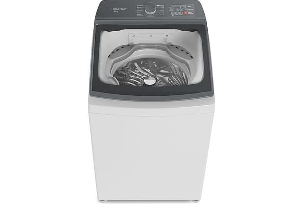 Lavadora de Roupas Brastemp 18kg Cesto Inox 12 Programas de Lavagem Branca BWF18AB
